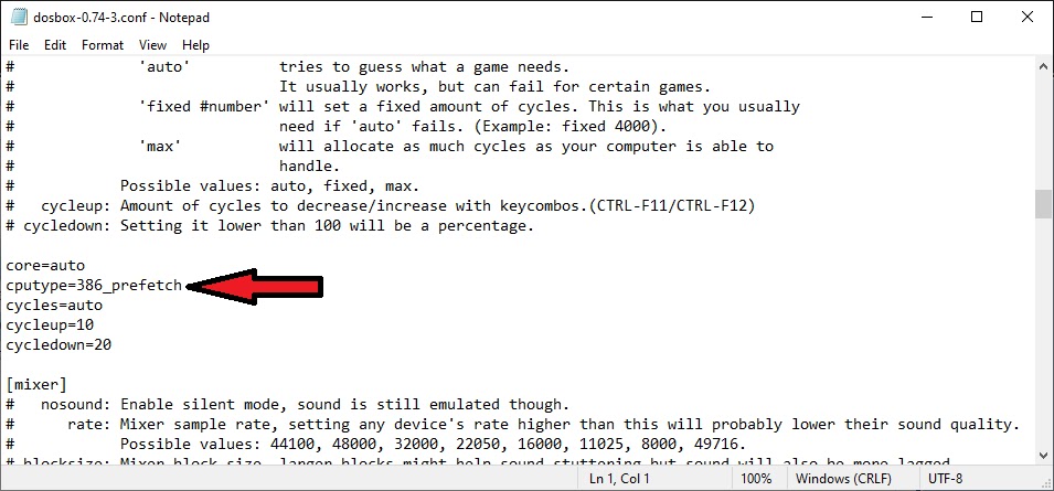 DOSBox Configuration file