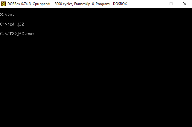 Opening Jetfighter II Advanced Tactical Fighter on DOSBox